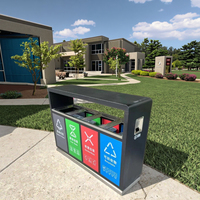 Prix de gros poubelle bouteille de recyclage en acier inoxydable multi quatre compartiments poubelle avec cendrier code couleur poubelle extérieur