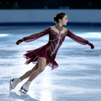 Robe de patinage artistique bordeaux à strass, col montant, dos évidé, manches longues, en maille, pour compétition de patinage sur glace, personnalisable