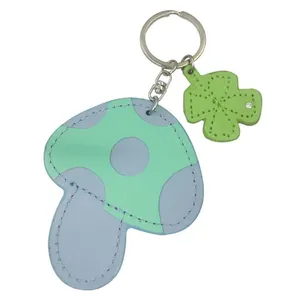 Custom Personalized Promotional Cheap Mushroom Shape Decorative Gifts PU Keychain Leather