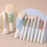 Juego de 10 brochas de maquillaje portátiles de la serie Morandi, brochas de maquillaje sintéticas de viaje bonitas de Color, logotipo personalizado
