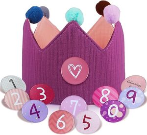 Corona de Cumpleaños Reutilizable de Muselina Personalizada con Números para Decoración de Fiestas de Cumpleaños Infantiles, Gorro para Niños y Niñas - Product Image 4