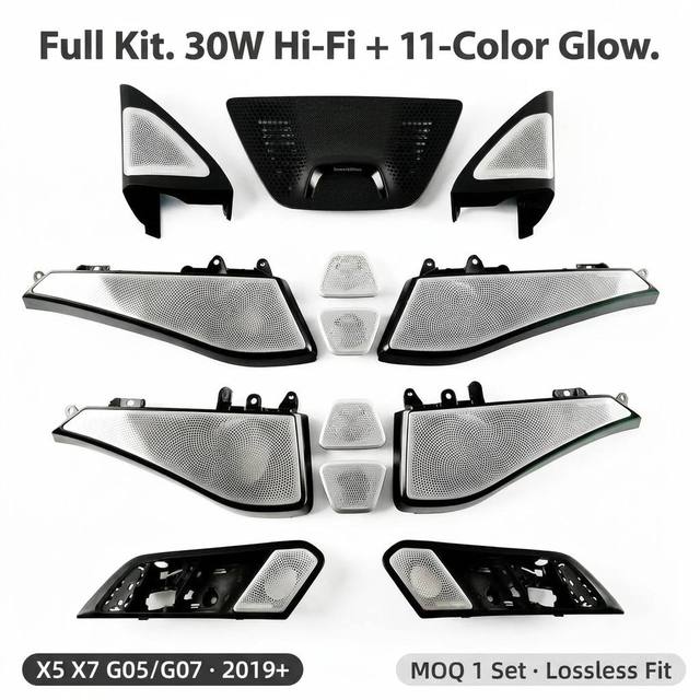 For BMW X5 X7 G05 G07 Door Glow Tweeter Speaker Full Kit 30W Hi-Fi 11 Color Lossless Fit 2019+ MOQ 1 Set