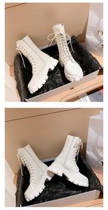 Botas de <span class=keywords><strong>Mujer</strong></span> para Primavera y Otoño, Novedad, Botas Blancas Delgadas hasta la Pantorrilla, Transpirables, Antideslizantes, con Cordones y Suela Gruesa para Chicas - Product Image 6