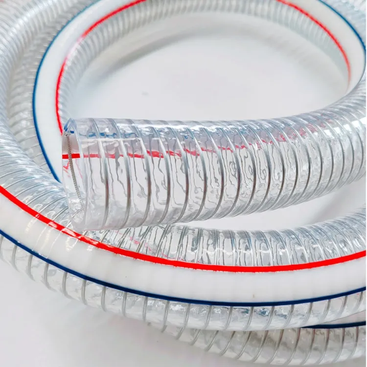 Tubo flessibile in filo di acciaio trasparente a spirale in fibra flessibile tubo flessibile in PVC rinforzato trasparente da 1/4 "-8" pollici