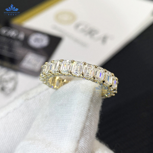 핫 세일 14k 진짜 금 남자의 다이아몬드 반지 3*4mm 이터니티 모이사나이트 밴드 다이아몬드 테스터 통과 보석 아이스 아웃 - Product Image 4