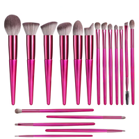 DailyQueen 18-Piece Private Label Synthetic Kabuki Foundation Face Brushes Champagne Brown Coffee Powder Blush Eye Shadow.
