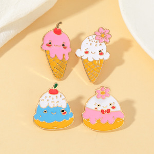 Broche en métal émaillée motif dessin animé mignon (crème glacée, <span class=keywords><strong>hamburger</strong></span>), vente directe usine, pour sac d'étudiant, chapeau, souvenir, cadeau, vente en gros - Product Image 3