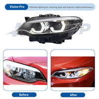 Faros Delanteros HETOP F22 2014-2021 Serie 2, Actualización de Doble Color, LED DRL Modificado, Estilo Ikon, Plug and Play, Ojo de Ángel para BMW