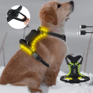 カスタムプリントパッケージデザイナー調節可能な充電式ライトアップ犬の胸のハーネス夜屋外安全反射<span class=keywords><strong>LED</strong></span>犬のベスト - Product Image 1