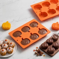 Moule à gâteau en silicone citrouille à 6 cavités, sans BPA, qualité alimentaire, pour Halloween, idéal pour la cuisson de muffins, chocolats, savons et bonbons - Vente en gros