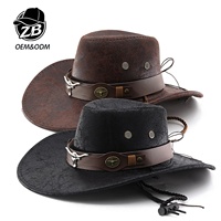 Chapeau de cowboy en cuir personnalisé style western, vintage, à large bord, pour extérieur, ranch, rodéo, festival, avec bande décorative personnalisée, OEM