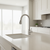 Robinet de cuisine moderne à poignée unique en acier inoxydable, cartouche céramique, installation monotrou, douchette extractible – Meilleures ventes