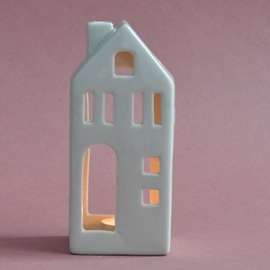 White Ceramic Tea Light <strong>Houses</strong> Provincial Home Living Decorative Accessories <strong>Village</strong> Ceramic Tealight Candle Holders - Product Image 6