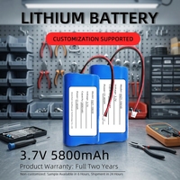 Paket Baterai Lithium-ion 3.7V 18650 5800mAh yang Dapat Disesuaikan dan Dapat Diisi Ulang, Cocok untuk Elektronik Industri, Konsumen & Luar Ruangan