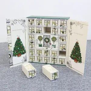 定制纸板日历倒计时24 pcs礼品日历盒圣诞降临日历定制盒带标志