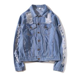 Vente en gros de vestes en jean déchirées pour femmes, style basique, vintage, à manches longues, coupe bomber, décontractées - Product Image 5