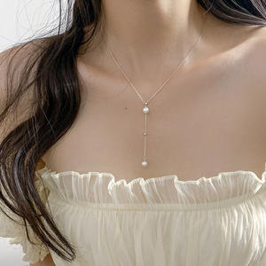 S925 Silver Korean Version Retro Necklace Simple Pearl Series for Women's <b>Summer</b> D9316 Accessory - Product Image 2