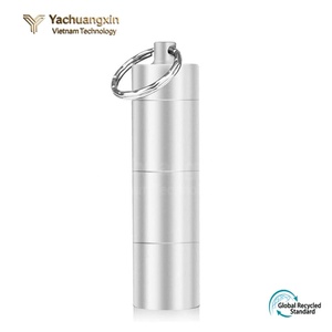 Outdoor <b>Aluminum</b> Alloy Keychain Medicine Bottle Portable Survival <b>Container</b> Black 1pc - Product Image 3