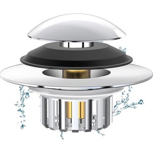 Dariner de bañera de baño moderno, tapón de drenaje emergente, cesta de latón antiobstrucción, núcleo de rebote, enchufe cromado - Product Image 1