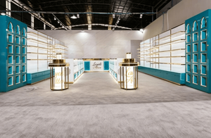 <span class=keywords><strong>Kiosque</strong></span> <span class=keywords><strong>de</strong></span> présentation <span class=keywords><strong>de</strong></span> style luxueux, cadre turquoise et or, verre, comptoir <span class=keywords><strong>de</strong></span> vente <span class=keywords><strong>de</strong></span> parfums LED personnalisé pour le design intérieur des magasins <span class=keywords><strong>de</strong></span> parfums en centre commercial - Product Image 6