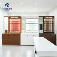 Vitrine Murale Modulaire LED Illuminée pour Opticien, Présentoir à Lunettes à Panneaux Rainurés, Comptoir d'Exposition pour Opticien