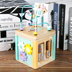 Montessori động vật đại dương bằng gỗ Bead Mê Cung hoạt động <span class=keywords><strong>Cube</strong></span> đầu giáo dục đồ chơi hình dạng màu sắc phù hợp với khối cho trẻ em trai & cô gái - Product Image 3