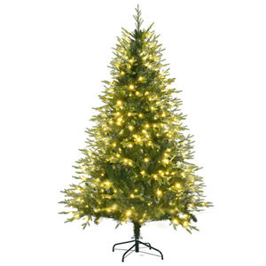 6Ft Pre-Lit Aspen Fir Artificial Christmas <b>Tree</b> With Wreath Garland, 380 Multi-Color <b>LED</b> <b>Lights</b>, Grass Green, Indoor Decor, Easy - Product Image 3