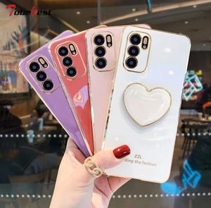 Coque pour Xiaomi <span class=keywords><strong>Redmi</strong></span> 10 10A 10C 10X 4G Love Heart Bracket Plating Phone Holder Soft Silicone Cover - Product Image 2