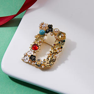 Hot New Fashion Broches Alliage <span class=keywords><strong>Diamant</strong></span> Corsage Lettre Broche avec <span class=keywords><strong>Perle</strong></span> Strass Fleur Factory Outlet - Product Image 4