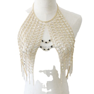 Collana con catena per il corpo con nappa gioielli in metallo oro moda Europa donne ottone fatti a mano in oro classico abiti da donna festa <span class=keywords><strong>Sexy</strong></span> - Product Image 1