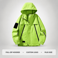 Vestes softshell décontractées pour hommes, printemps, extérieur, avec logo personnalisé, fermeture éclair intégrale, capuche, imperméables et coupe-vent, grandes tailles