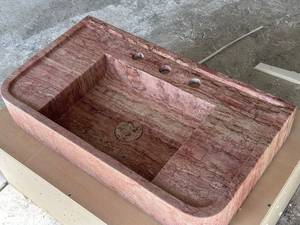 Lavabo Flotante de Mármol Natural de Lujo, Lavabo Integrado de Piedra, Encimera de Baño Acanalada Montada en la Pared, Personalizado OEM ODM - Product Image 6