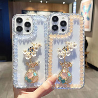 Étui pour iPhone 12 12 Pro 13 14 Plus 15 Pro Max Bling Mirror Phone Case Glitter Shock Proof Girls Shiny Flower Diamond Mobile Case