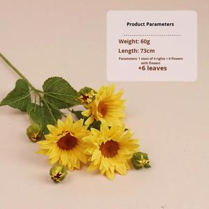 Tournesol Artificiel à Longues Branches, Décoration Florale Fraîche et Douce pour la Maison, Bouquet Décoratif de Table pour Mariage - Product Image 6