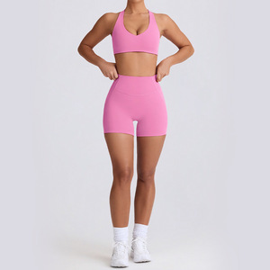 Nuevo Conjunto Deportivo de <span class=keywords><strong>2</strong></span> Piezas para Mujer: Sujetador Deportivo Sólido Transpirable y Pantalones de Yoga de Secado Rápido para Fitness al Aire Libre - Product Image 2
