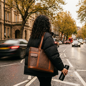Sac fourre-tout en cuir personnalisé LAMGOYI pour femme, en cuir de vachette véritable, grande capacité, sac à bandoulière, fermeture éclair supérieure, classique, pour le bureau, les affaires, le travail - Product Image 2