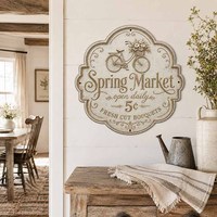 Plaque Métallique Gaufrée Vintage Style Campagne Française Marché Printanier Décoration Florale Rustique Art Mural Maison Jardin Fabricant