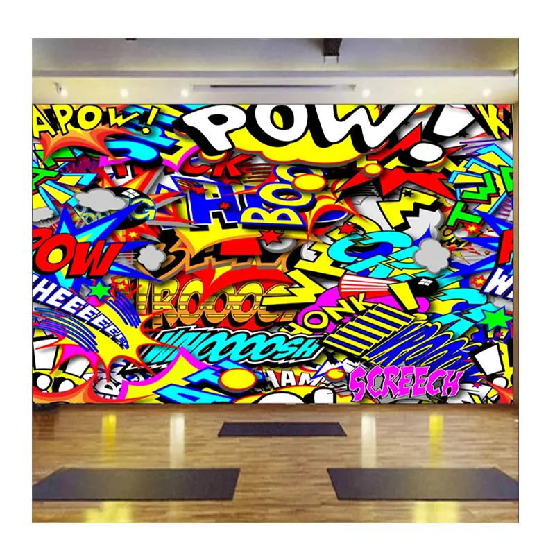 KOMNNI Colorful Cartoon Mural Text Street Hip-Hop Style Graffiti Mural Wallpaper 3d Music Club Bar Ktv Wall Paper