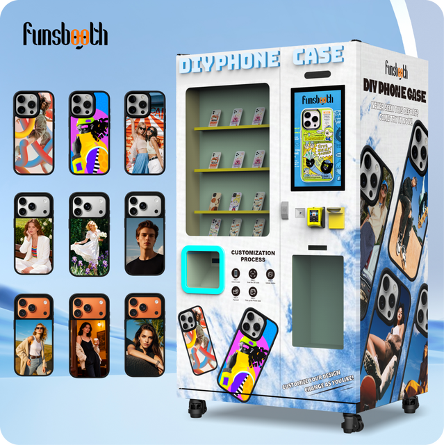 Funsbooth 2025 Popular Commercial DIY Customized Design Phone Case Fully Automatic Self Service Fast Printing Vending Machine