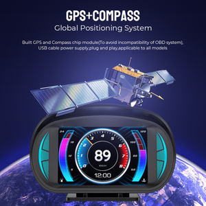 P2 <span class=keywords><strong>Car</strong></span> OBD2 Head up Display HUD Clock GPS Velocímetro Medidor de inclinación de pendiente Alarma de exceso de velocidad Prueba de freno Turbo a bordo Probador de computadora - Product Image 5
