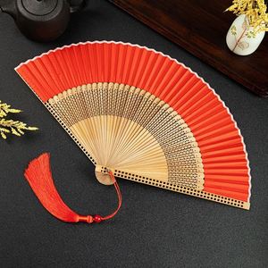 Éventail portable personnalisé en bambou, style fête, artisanal, sculpté, écologique, avec motif adhésif, souvenir ou décoration d'intérieur - Product Image 5