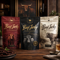 Sachets Doypack Personnalisés pour Viande Séchée, Anti-humidité, Thermoscellables, Imprimés, pour Bœuf Séché, Tranches de Porc, avec Encoche de Déchirement, Emballage Alimentaire