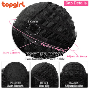 Peluca rizada Afro corta resistente al calor <span class=keywords><strong>de</strong></span> 10 "-16", pelucas trenzadas <span class=keywords><strong>de</strong></span> pelo sintético <span class=keywords><strong>de</strong></span> alta calidad con bandas para mujeres afroamericanas - Product Image 6