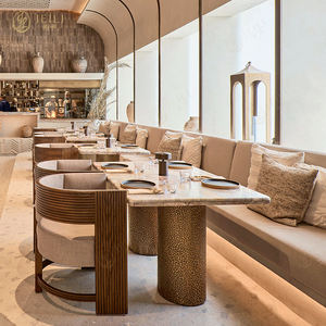 Ensembles de meubles de restaurant commerciaux élégants de style nordique, table carrée, chaise incurvée, longue banquette, stand pour café en Afrique <span class=keywords><strong>du</strong></span> Sud - Product Image 3