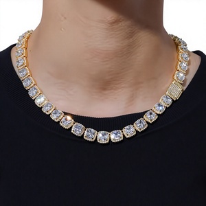 Collar de Cadena de Eslabones de Moissanita Estilo Hiphop Iced Out, Chapado en Oro sobre Plata de Ley 925, Gargantilla para Hombres y Mujeres, Boda - Product Image 1