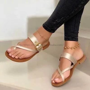 Summer New Women's Pintoed Flat Bottom Slippers Large Strap Casual Sandals - Product Image 2