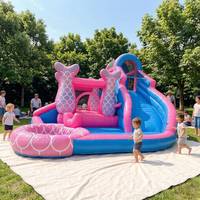 Toboggan aquatique gonflable personnalisé en PVC écologique bleu rose sirène Golden Art avec souffleur pour enfants, garantie 1 an