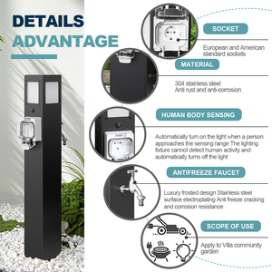 Biệt thự ngoài trời Vườn điện cột thép không gỉ chống đóng băng không thấm nước mặt đất cắm thời tiết lâu dài - Product Image 3