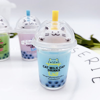 Porte-clés en acrylique mignon en forme de glace, porte-clés créatif en caoutchouc 3D, pendentif en forme de tasse, porte-clés en forme de boisson à bulles Boba, bibelots cadeaux en PVC