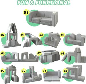 OEM/ODM CustomFactory Custom Kids Soft <b>Play</b> Couch Modular High Density <b>Foam</b> Building Blocks Multi-functional Children Couch - Product Image 4